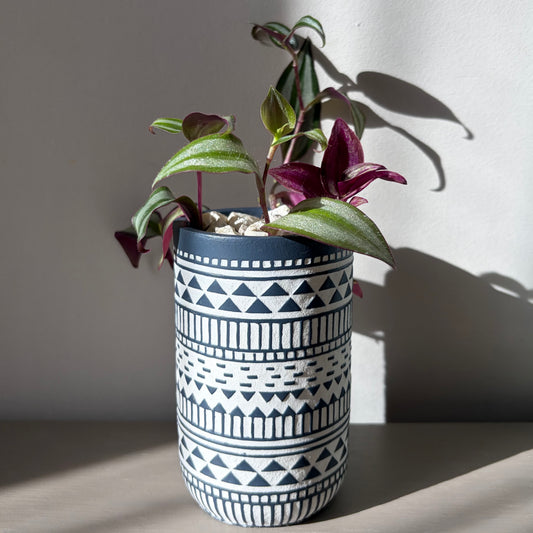 Tradescantia Zebrina in Tribal Ceramic Vase