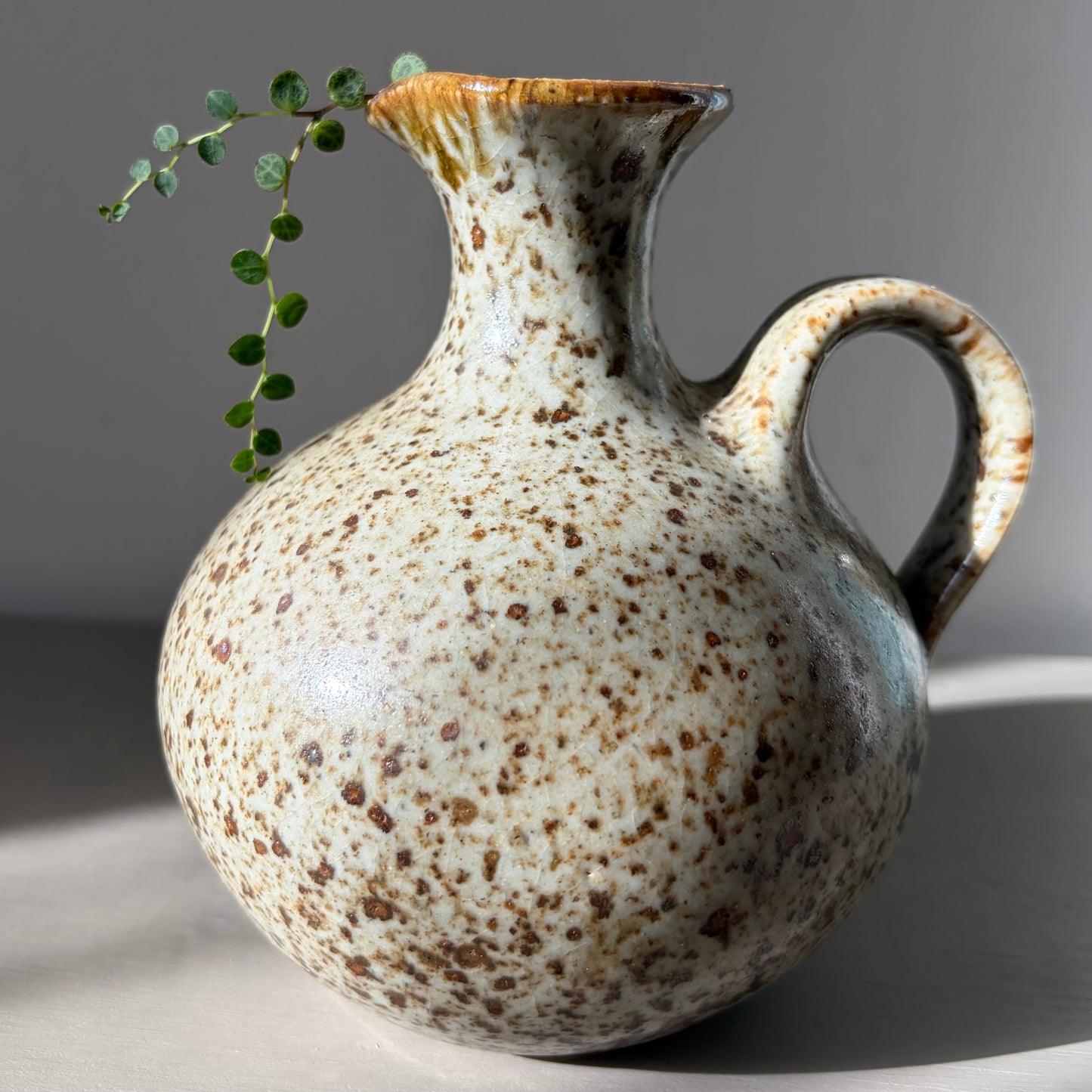 String of Turtles in a handmade speckled stoneware jug